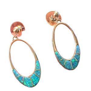 Vintage TSF signed Sterling silver 925 Fire Opal Dangle earrings Native American